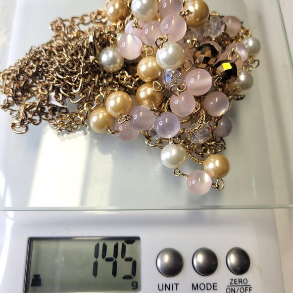 Pink and Gold Bead Multistrand Long Necklace -38" Necklace - Picture 7 of 7